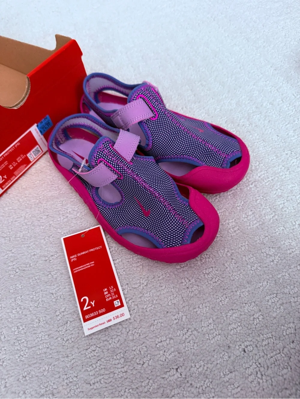 Nike Kids Pink & Purple Water-Friendly Hook-and-Loop Sandals
